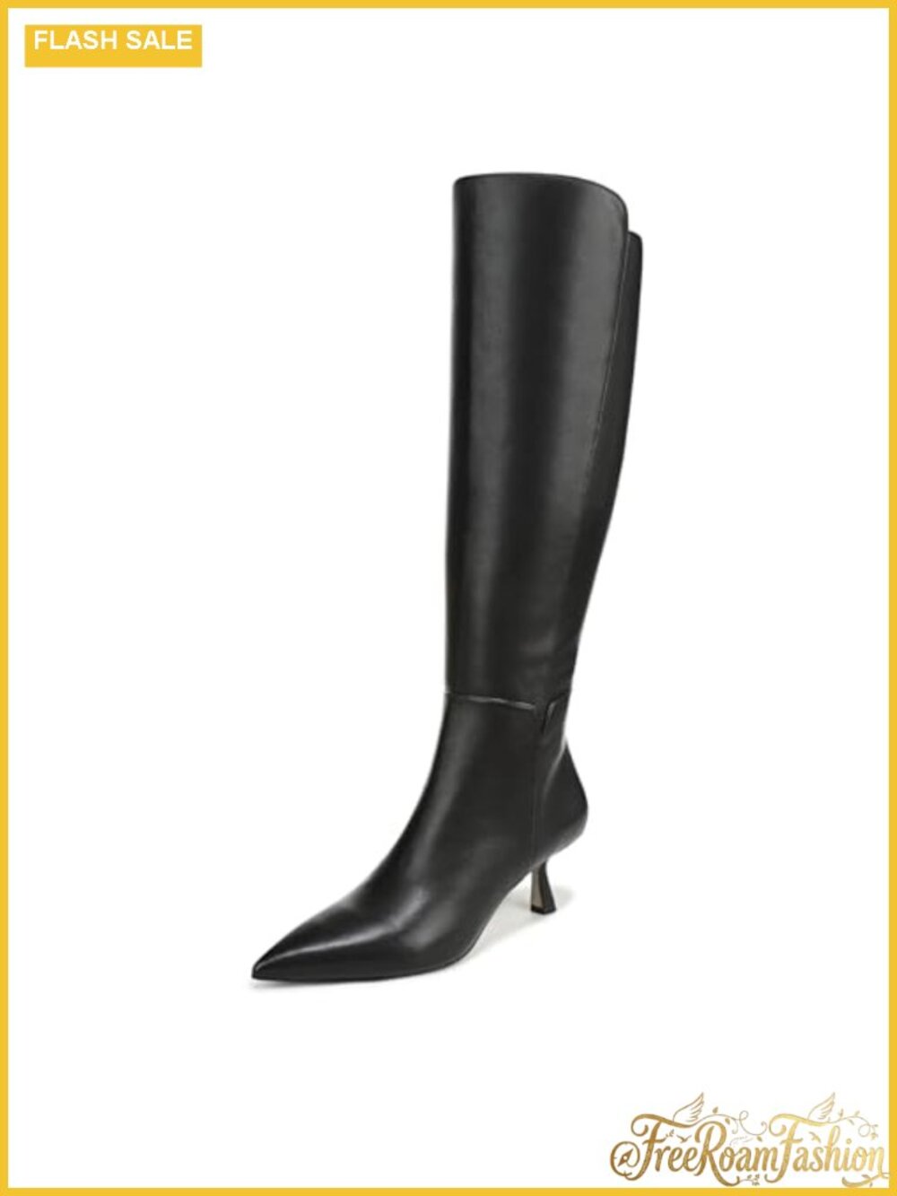 Sam Edelman Taylin Pointed Toe Kitten Heel Knee High Boots Leather PU